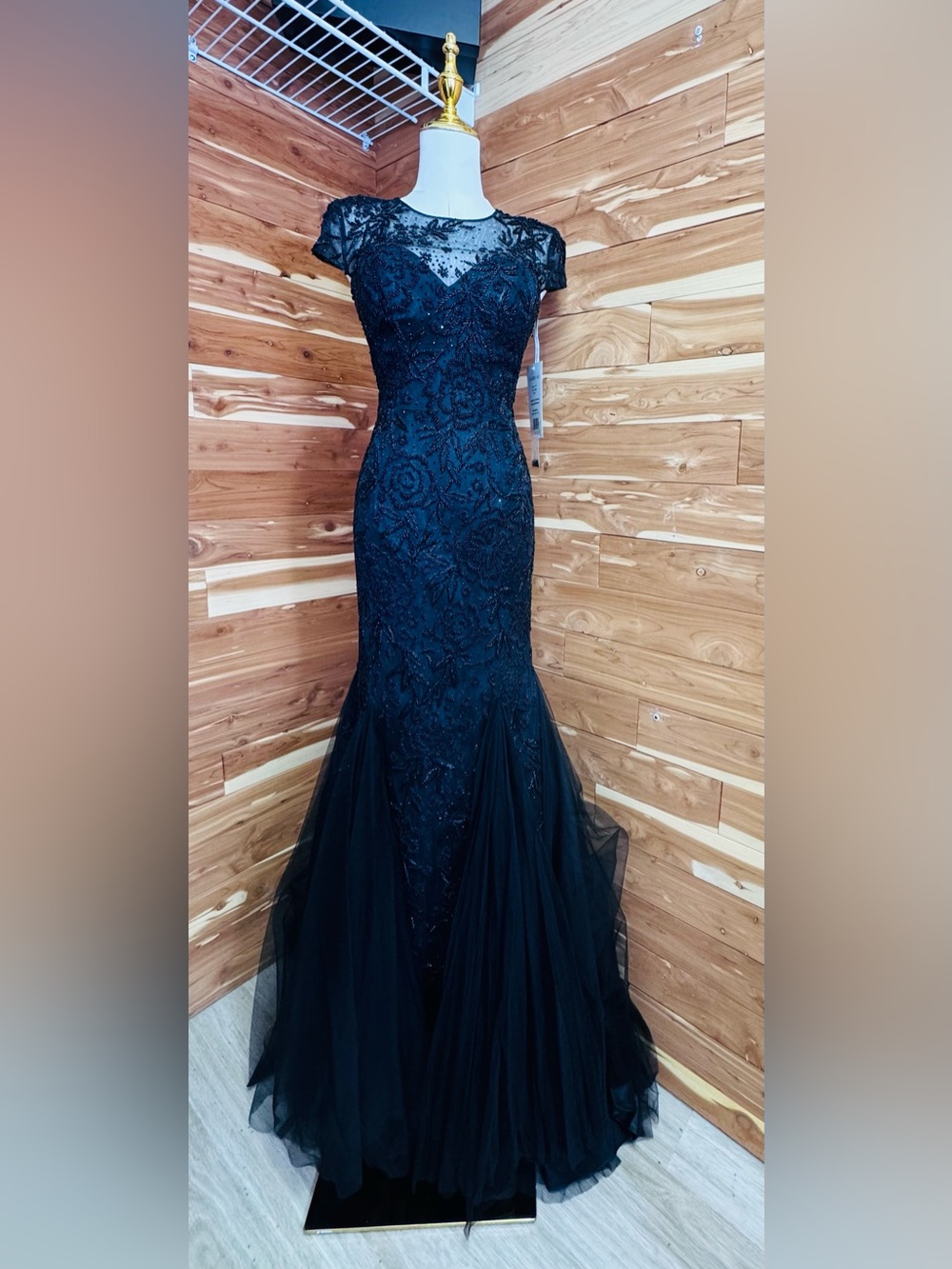Sherri Hill Black Mermaid Gown NWT Black Tie Pageant Red Carpet Size 2 - Picture 6 of 13